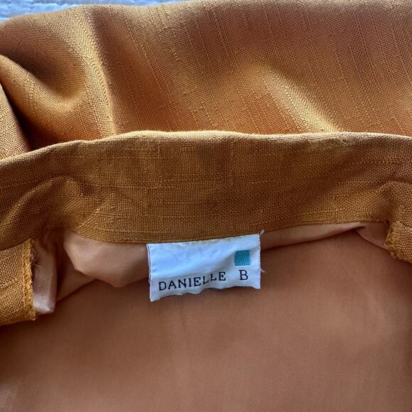 Vintage Danielle B Orange Lined Linen Blazer One-Button Jacket Artsy Size 12-14 - Picture 3 of 7